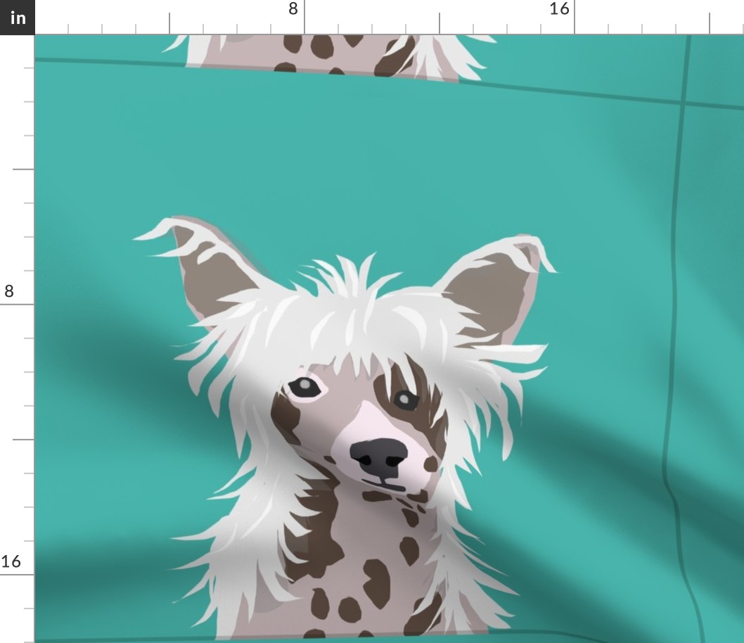 18" Chinese Crested Dog Pillow with cut lines - dog pillow panel, dog pillow, pillow cut and sew -
