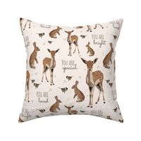 woodland animal affirmations in  light blush