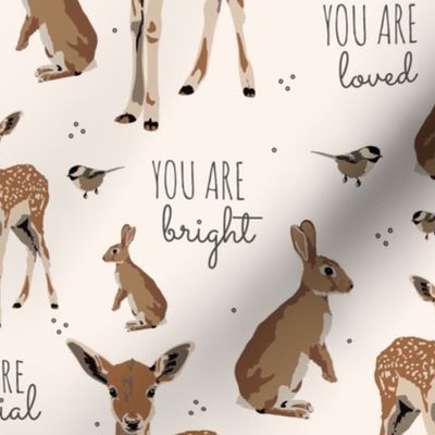 woodland animal affirmations in  light blush