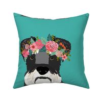 18" Schnauzer Dog Pillow with cut lines - dog pillow panel, dog pillow, pillow cut and sew - floral
