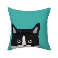 18" Cat Black and White Pillow with cut lines - dog pillow panel, dog pillow, pillow cut and sew - 