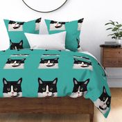 18" Cat Black and White Pillow with cut lines - dog pillow panel, dog pillow, pillow cut and sew - 