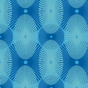 1960s Mid Century Modern Circles, Pop Art Shapes , Abstract Retro Mandala Graphic Print, Peacock Blue