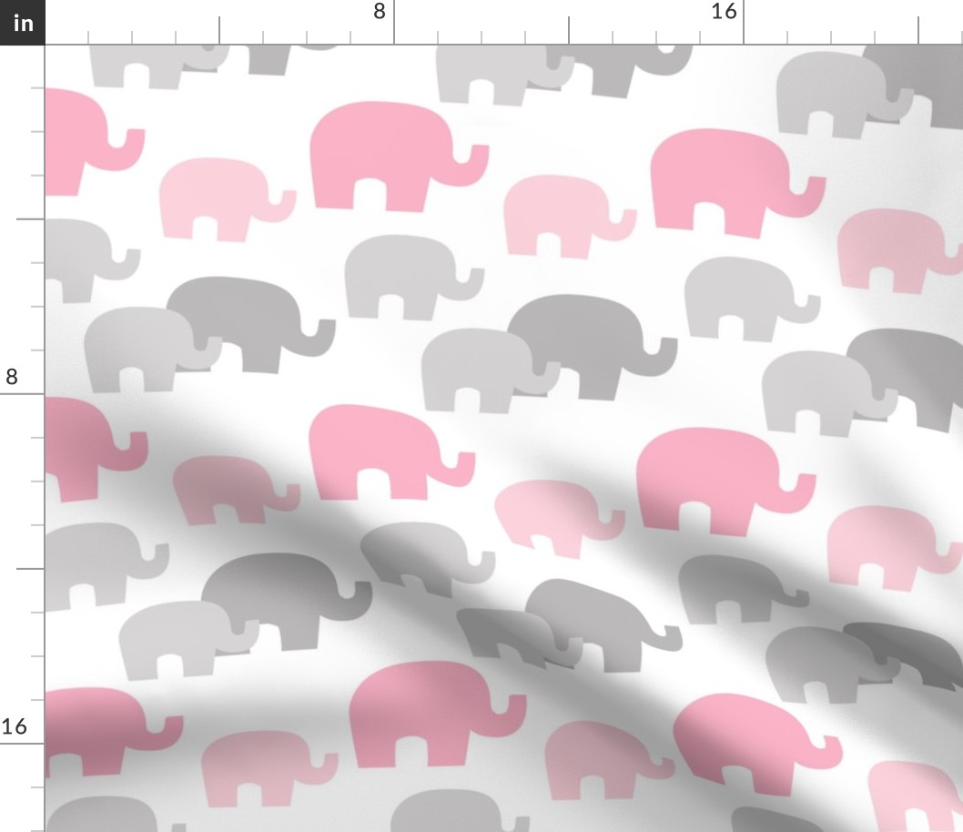 Pink Gray Elephant Baby Girl Nursery