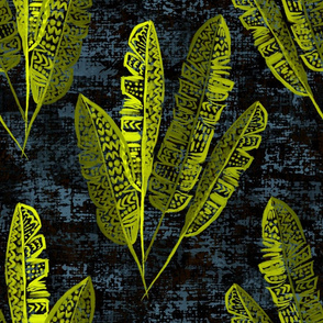 Heliconia Leaves (black burlap ) 18”