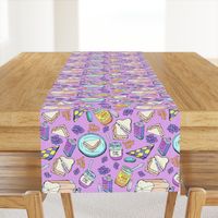 Peanut Butter and Jelly Sandwich Grape Jelly on Purple, Small Scale Novelty Fabric - Colorful Illustrated Design