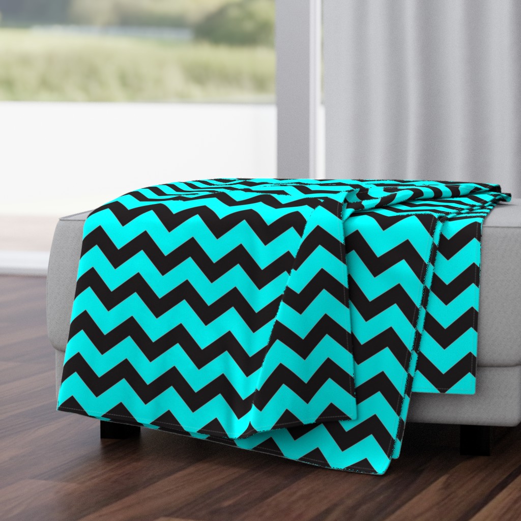 Black And Aqua Chevron