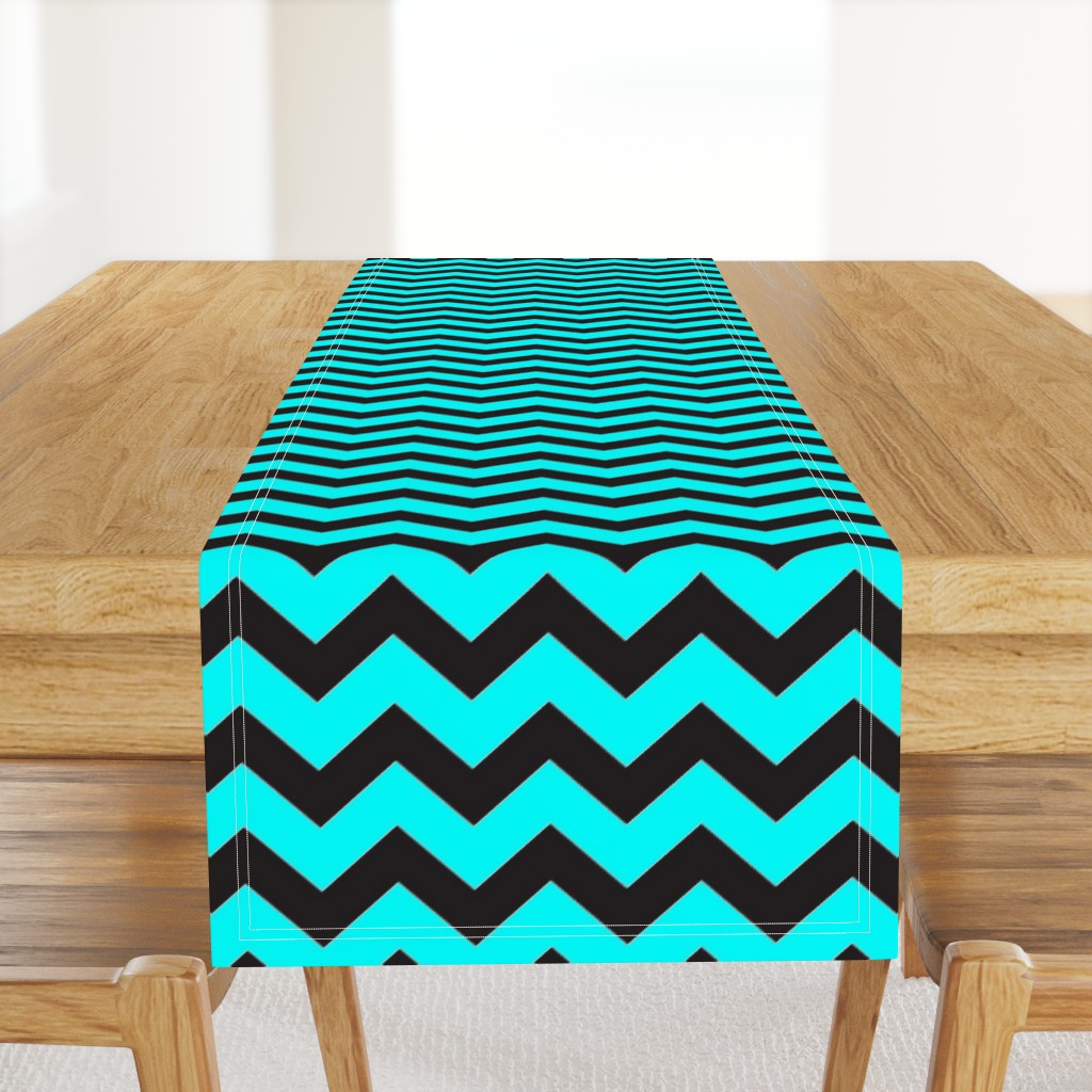 Black And Aqua Chevron