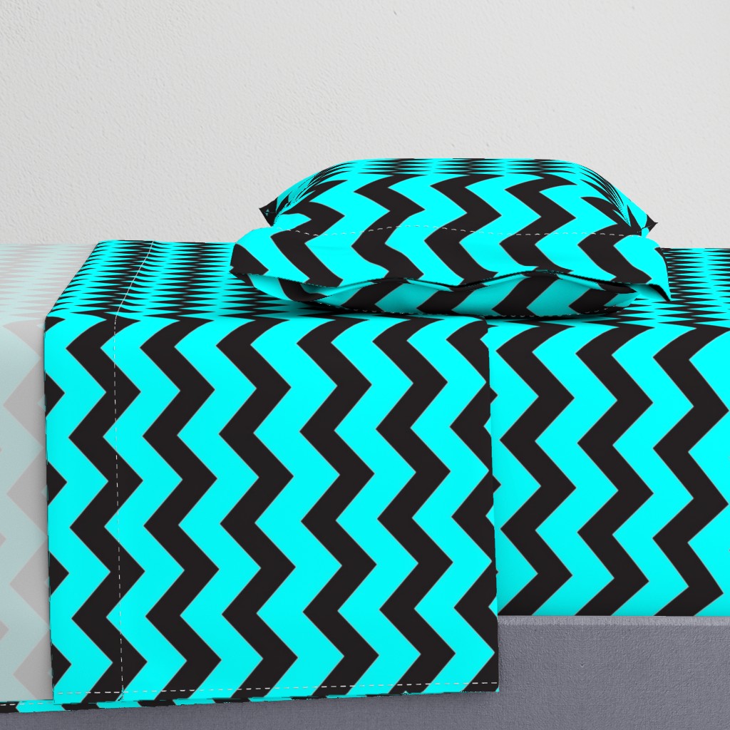 Black And Aqua Chevron