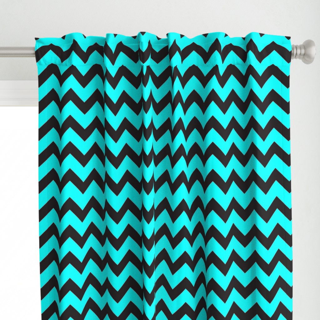 Black And Aqua Chevron