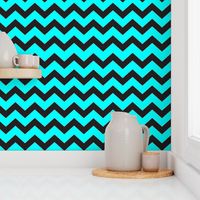 Black And Aqua Chevron