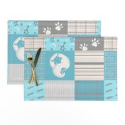 White Fox Moon Stars Twigs Grey Blue Plaid// Pebble Grove