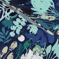 Moonlit Flora - Navy