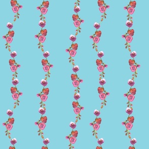 10" Hand drawn Blush Watercolor Roses garland for Girls Room, Nursery Baby Girl Flower Boho Fabric Boho Floral tropical floral on teal 