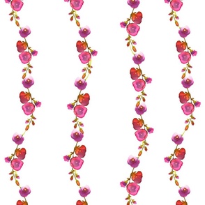 14" Hand drawn Blush Watercolor Roses garland for Girls Room, Nursery Baby Girl Flower Boho Fabric Boho Floral tropical floral on white