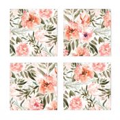 18" Mediterranean  Oleander  Hand drawn flowers for nursery double layer - pantone peach fuzz