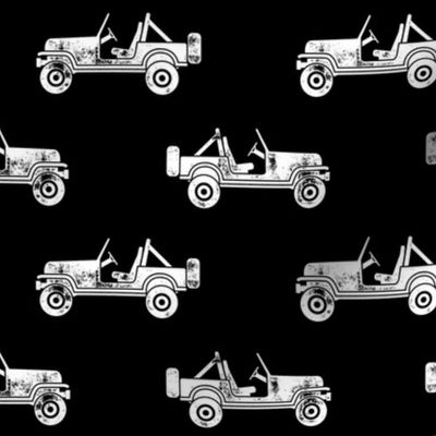 jeeps - white on black - LAD19