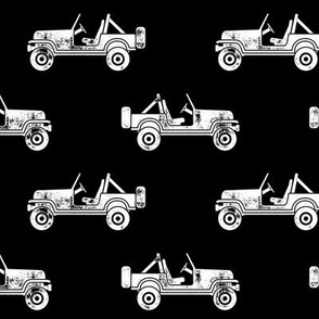jeeps - white on black - LAD19