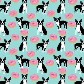 SMALL - boston terriers donuts pink mint cute sweet dogs dog design pets food novelty