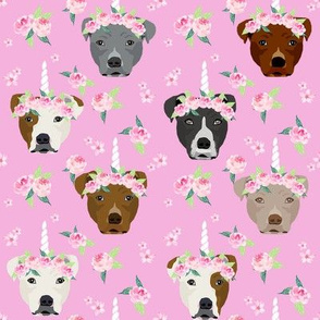 pitbull unicorn crown fabric - dog unicorn fabric, floral crown fabric, flower crown fabric - pink