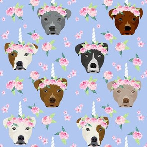 pitbull unicorn crown fabric - dog unicorn fabric, floral crown fabric, flower crown fabric - periwinkle