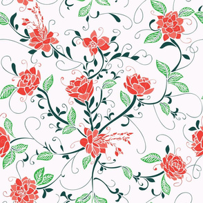 Red ornate roses - Fanciful florals Collection 05