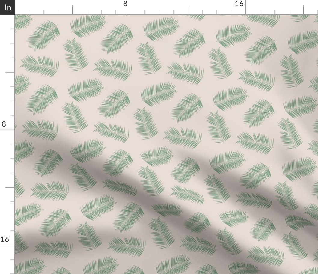 Palm leave summer jungle sweet surf theme tropical garden print green beige SMALL