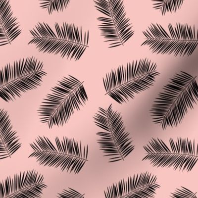 Palm leave summer jungle sweet surf theme tropical garden print pink blush black SMALL