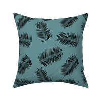 Palm leave summer jungle sweet surf theme tropical garden print blue black 