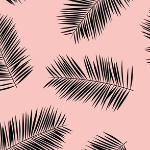 Palm leave summer jungle sweet surf theme tropical garden print pink blush black