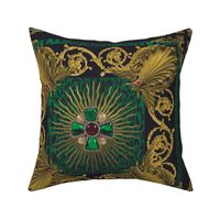Baroque Medallion Gold and Green