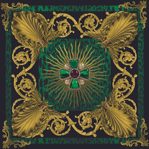 Baroque Medallion Gold and Green