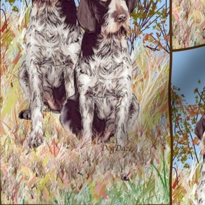 german wirehaired Pointers on rustic background 
