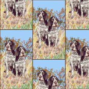 german wirehaired Pointers on rustic background 