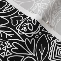 Summer Paisley Doodle  -Black w/ white lines  