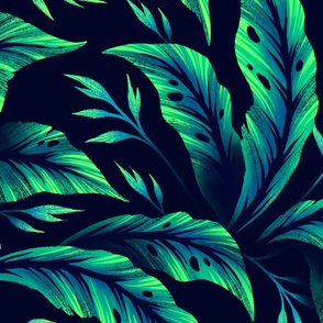 Jungle Leaves Coordinate - Emerald Green - LARGE