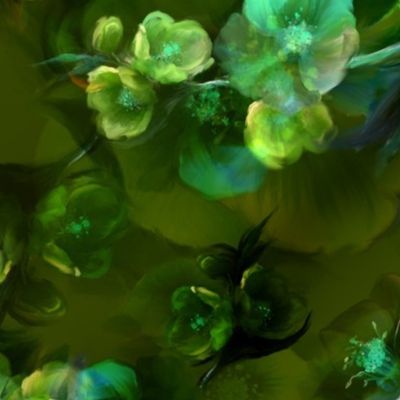 Moody flower greenish by Odette Lager