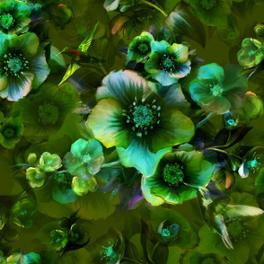 Moody flower greenish by Odette Lager