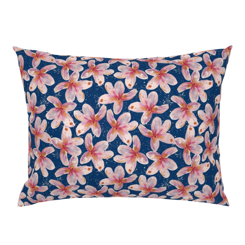 pink frangipani on navy 2 by rysunki_malunki