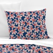 pink frangipani on navy 2 by rysunki_malunki