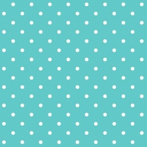Turquoise Blue and White Polka Dot Print // Very Small Scale - 450 DPI
