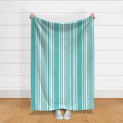 Turquoise Blue and White Striped Print // JUMBO Scale - 209 DPI