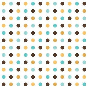 Polka Dots in Turquoise, Golden Yellow, Amber, Brown // Medium Small Scale - 1800 DPI