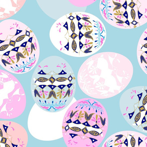  Pysanky Egg Pattern 4 - Pastel blue and pink