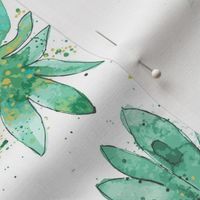 Pineapple watercolor design in green. Use the design for kitchen walls or gender neutral interioer