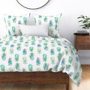 Pineapple watercolor design in green. Use the design for kitchen walls or gender neutral interioer