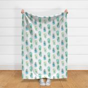 Pineapple watercolor design in green. Use the design for kitchen walls or gender neutral interioer