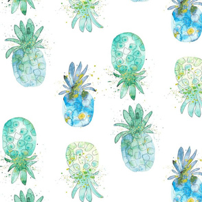 Pineapple watercolor design in green. Use the design for kitchen walls or gender neutral interioer