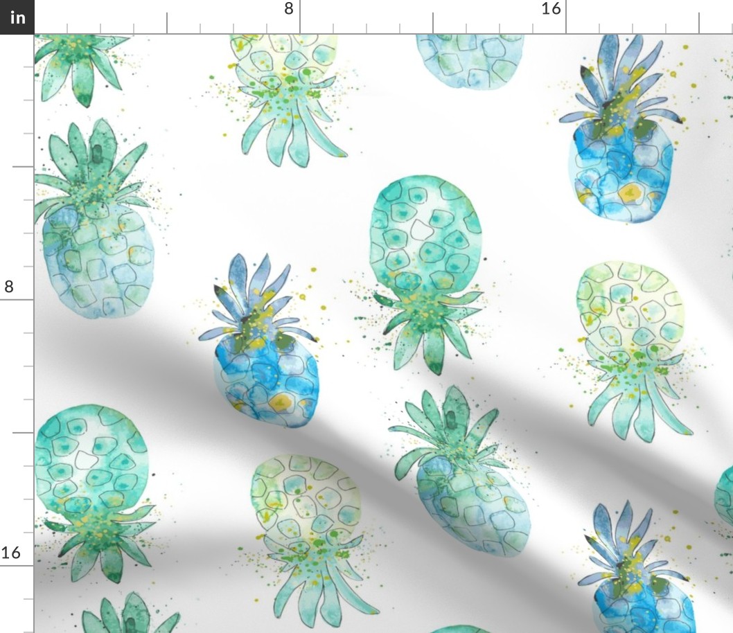 Pineapple watercolor design in green. Use the design for kitchen walls or gender neutral interioer