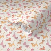 Minimal Colorful Cats Fabric